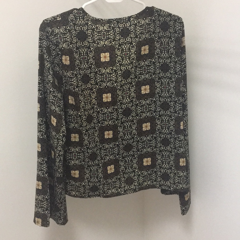 Blush Boutique | Black Print Faux Wrap Top - Picture 4 of 7